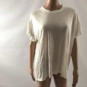 Cale Womens Top Shirt Size L High Low Ivory Loose